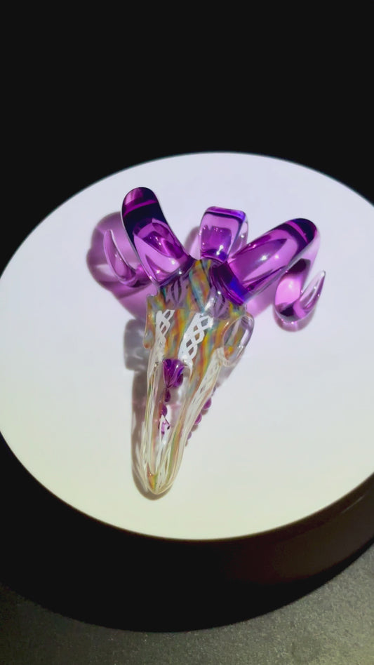 UV reactive cane and Royal Jelly Lofi ram skull pendant/hanger